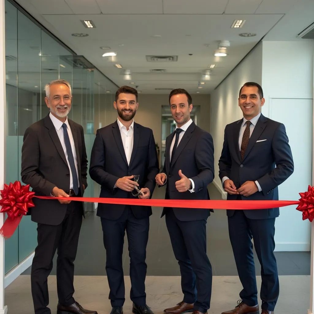 Fundadores de ConFinanza en la inauguración de la primera oficina