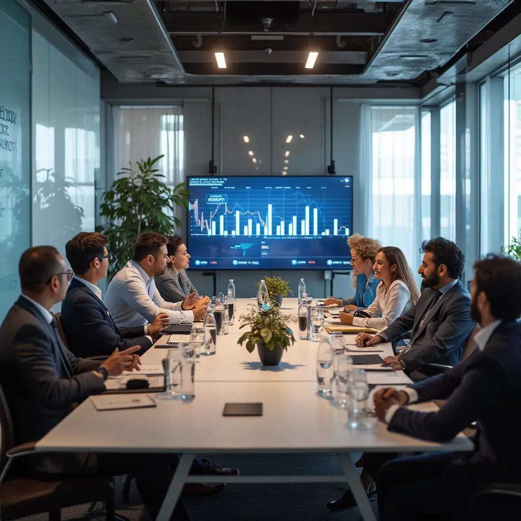 Equipo de consultores en reunión estratégica